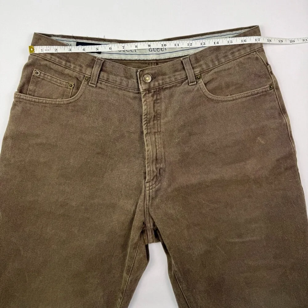 Vintage Gucci Denim Shorts 56 36 Brown 90s Designer Jorts
